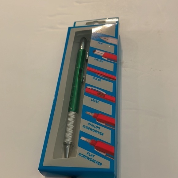 6 in 1 Stylus Pen Ruler Level Screwdriver Green Black Ink - Picture 1 of 7